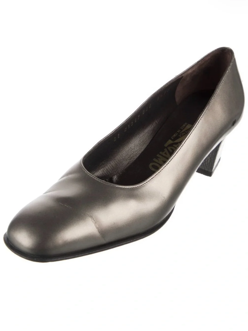 Salvatore Ferragamo Metallic Leather Semi-Pointed Toe Pumps Size 6.5